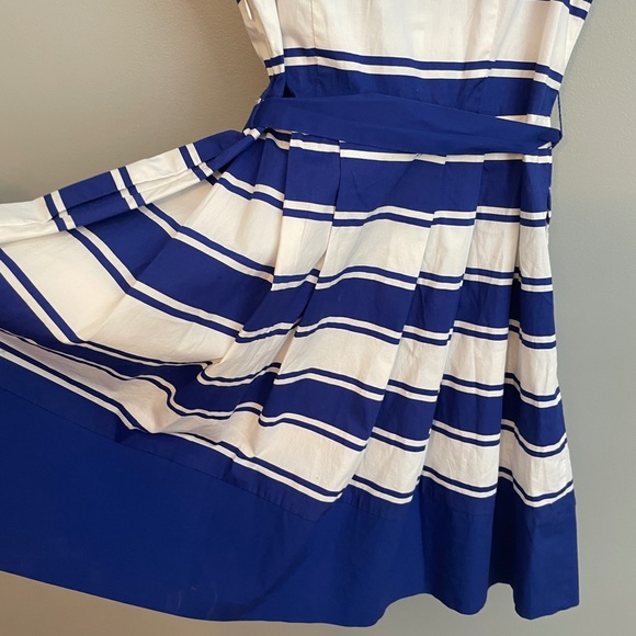 NWOT MILLY for DesigNation Striped Pleated Nautical Shirt Dress Size 6 - Picture 9 of 12